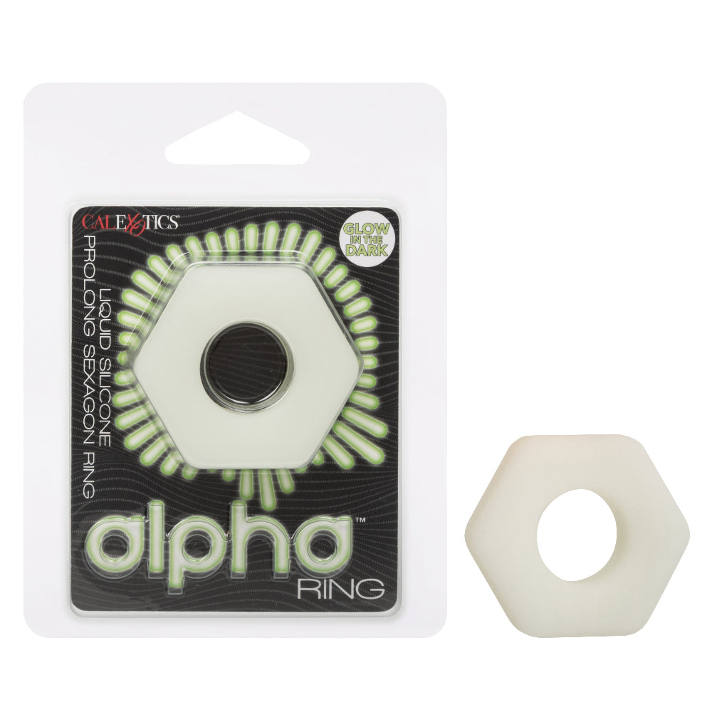 Alpha Glow-in-the-Dark Liquid Silicone Prolong  Sexagon Ring - White SE1491732