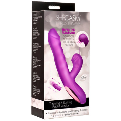 Thrust Wave Thrusting and Sucking Rabbit Vibrator  - Purple INM-AH436