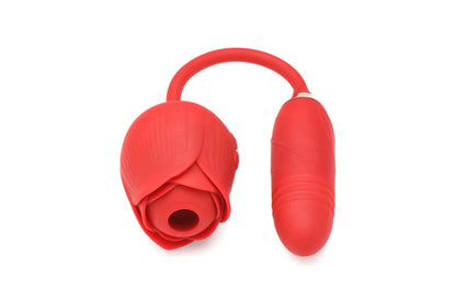 Bloomgasm Romping Rose Suction and Thrusting  Vibrator - Red INM-AH147