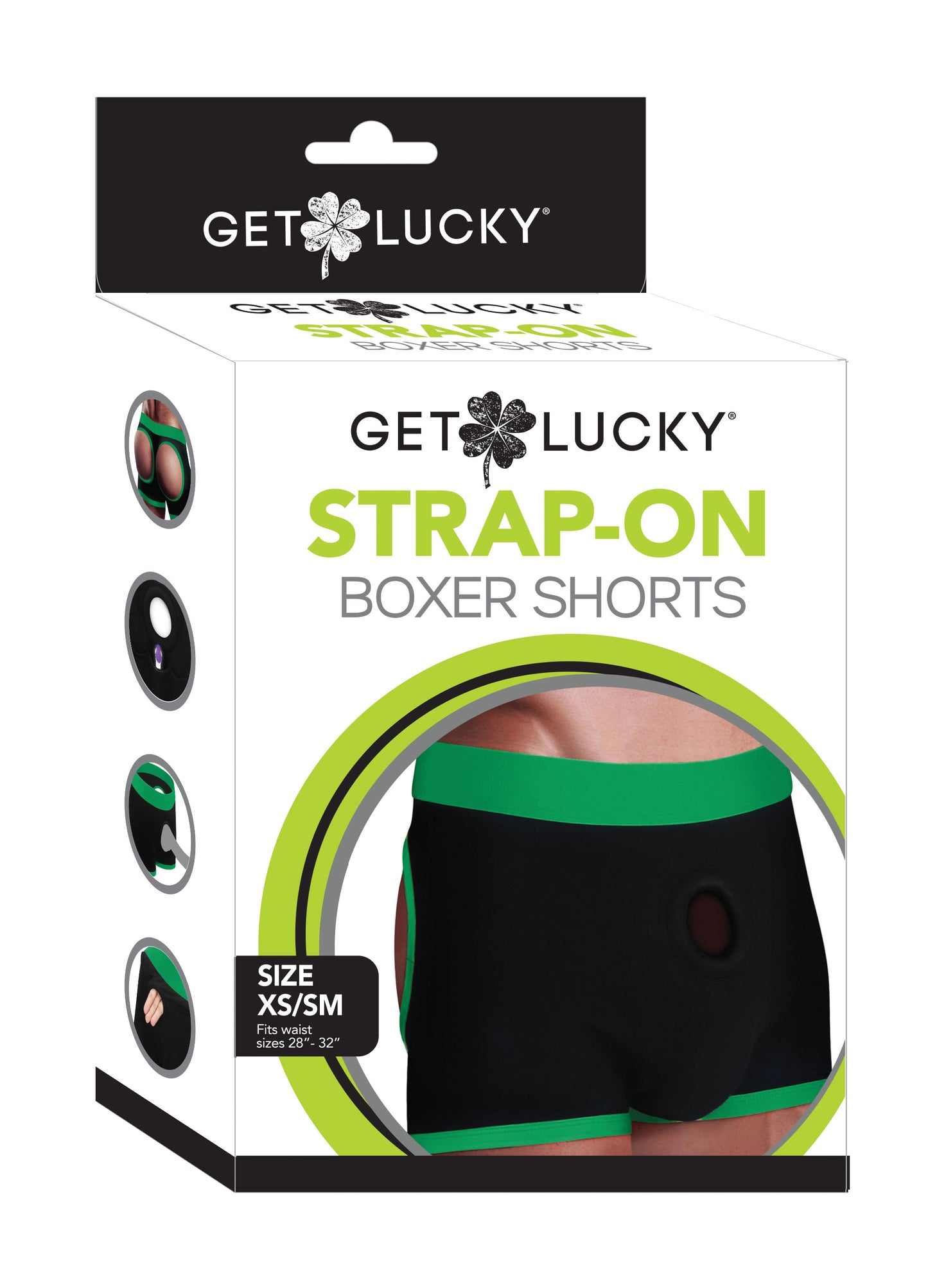 Get Lucky Strap on Boxer Shorts - Xsmall-Small -  Green/black TMN-GL-4998