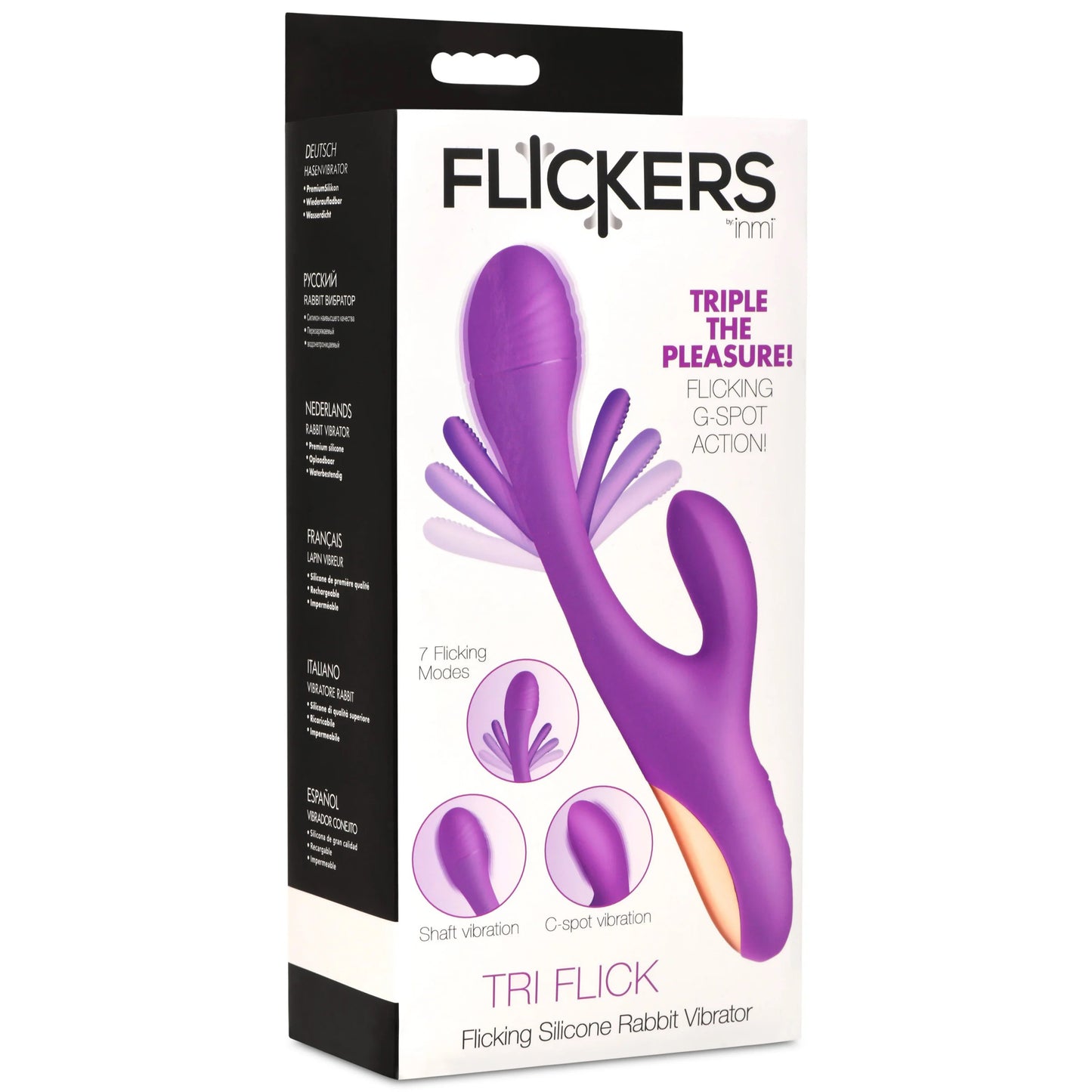 Tri-Flick Flicking Silicone Rabbit Vibrator -  Purple INM-AH411