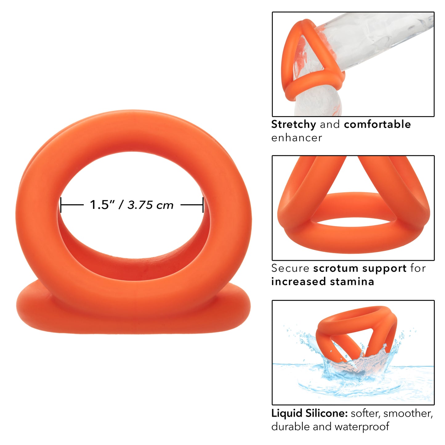 Alpha Liquid Silicone Tri-Ring - Orange  Orange SE1492362