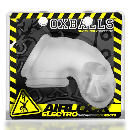 Airlock Electro Air-Lite Vented Chastity With Two  4mm Contacts - Clear Ice OX-3086-ELEC