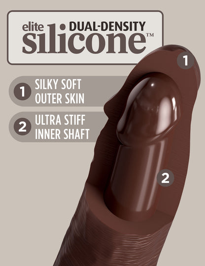 King Cock Elite 7 Inch Vibrating Silicone Dual  Silicone Dual Density Cock With Remote - Brown PD5777-29