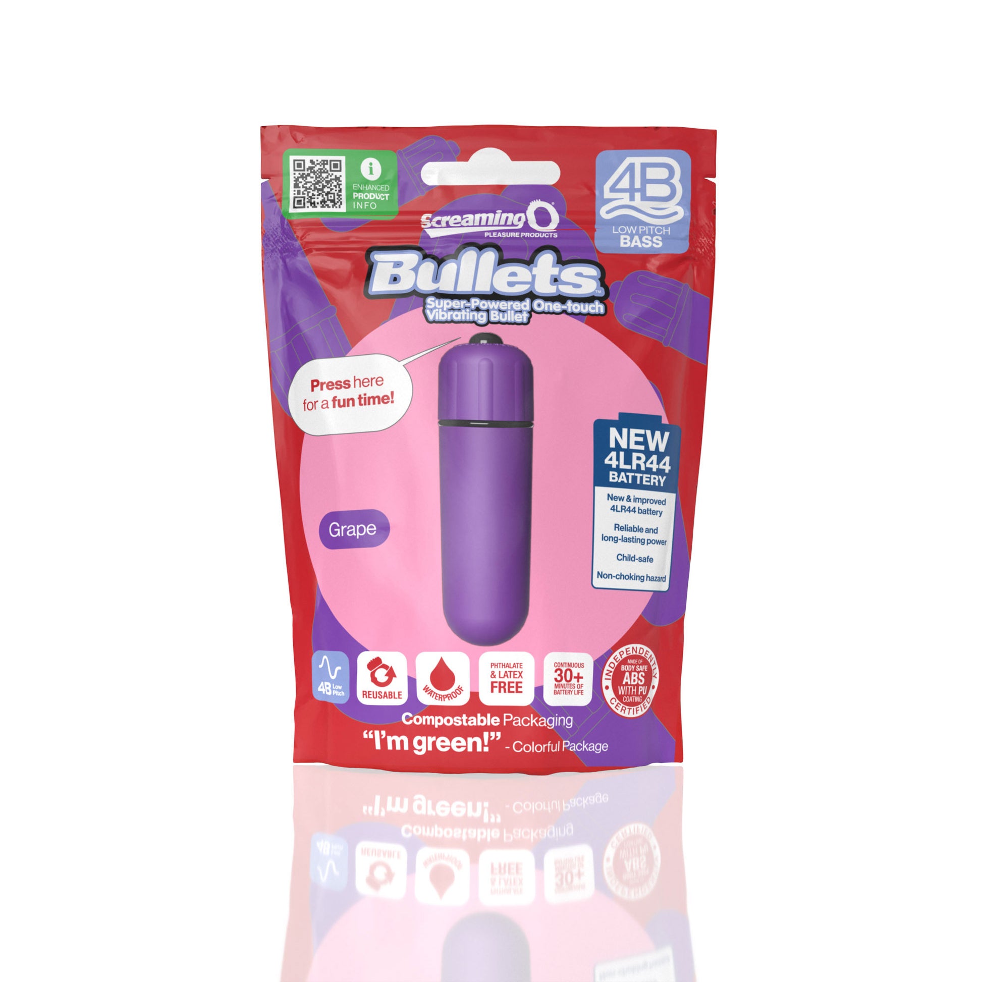 Screaming O 4b - Bullet - Super Powered One Touch  Vibrating Bullet - Grape SO-4BBUL-GP