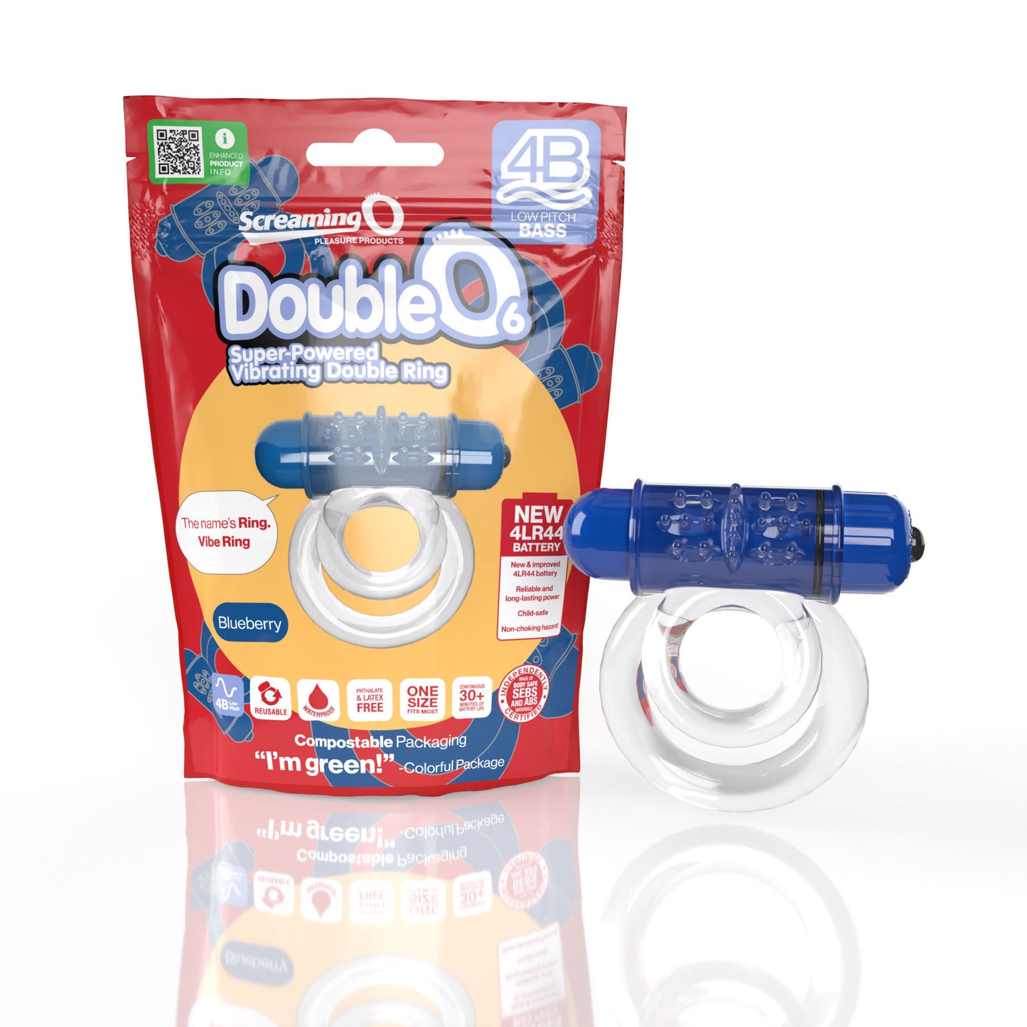 Screaming O 4b - Double O Super Powered Vibrating  Double Ring - Blueberry SO-4BD6-BB