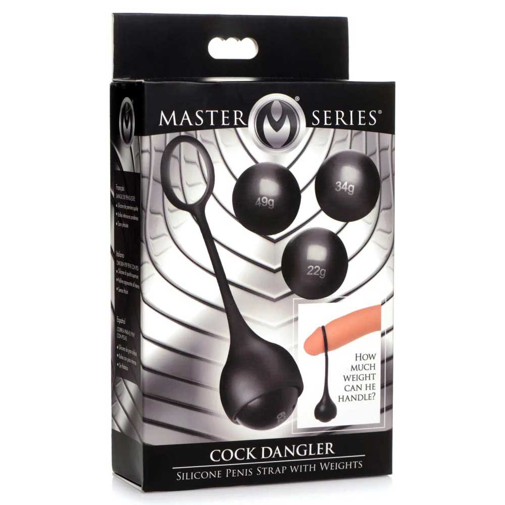 Cock Dangler Silicone Penis Strap With Weights -  Black MS-AG922