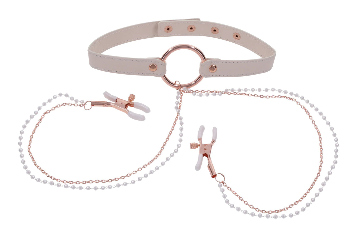 Peaches N Creame Collar With Nipple Clamps - Pink SS09963