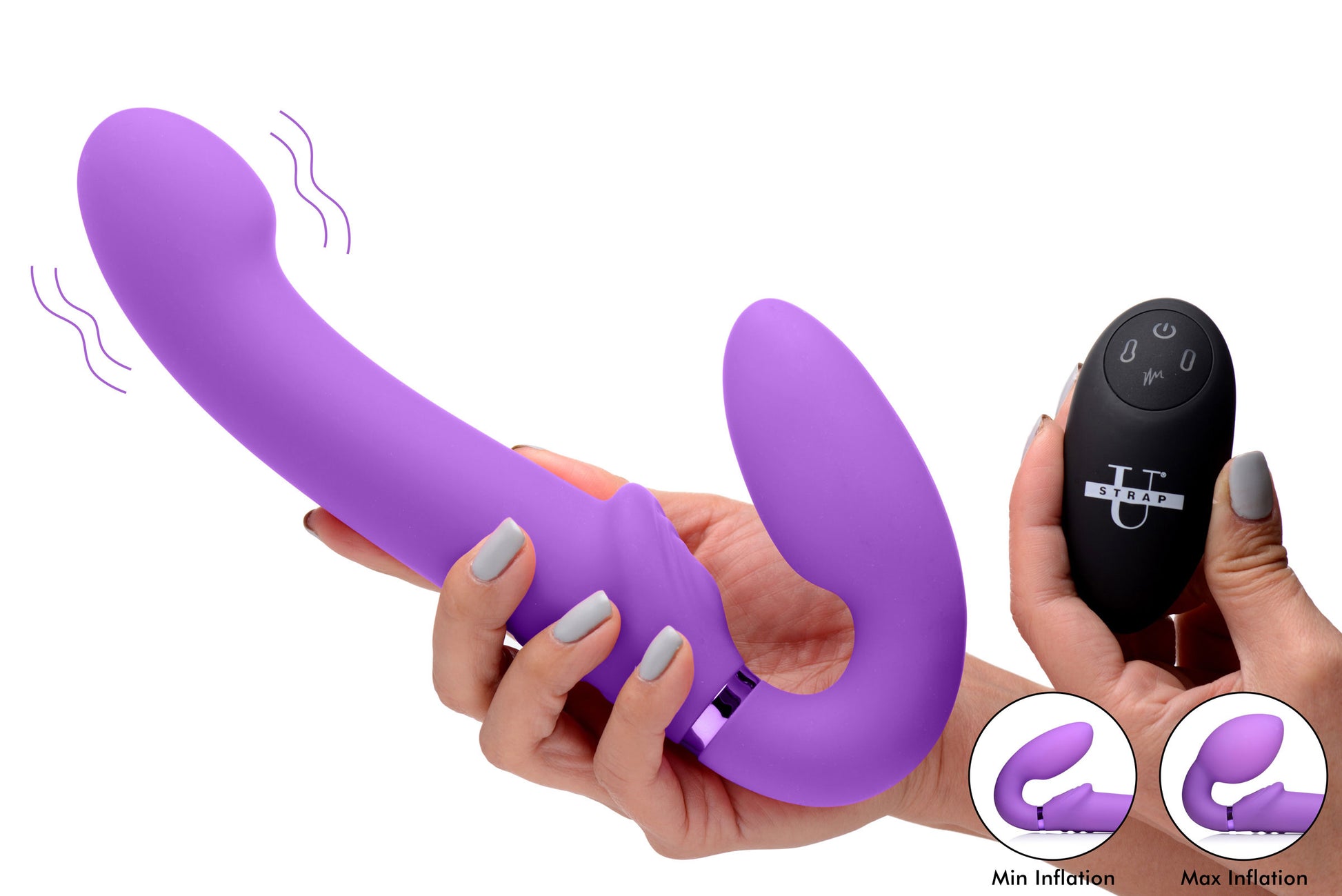 10x Ergo- Fit G-Pulse Inflatable and Vibrating  Strapless Strap- on - Purple SU-AG495-PUR