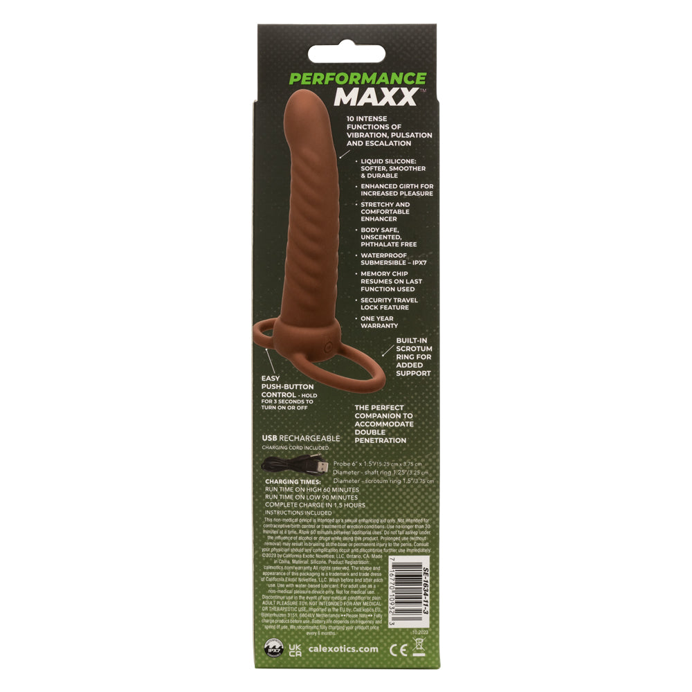 Performance Maxx Rechargeable Ribbed Dual  Penetrator - Brown SE1634113