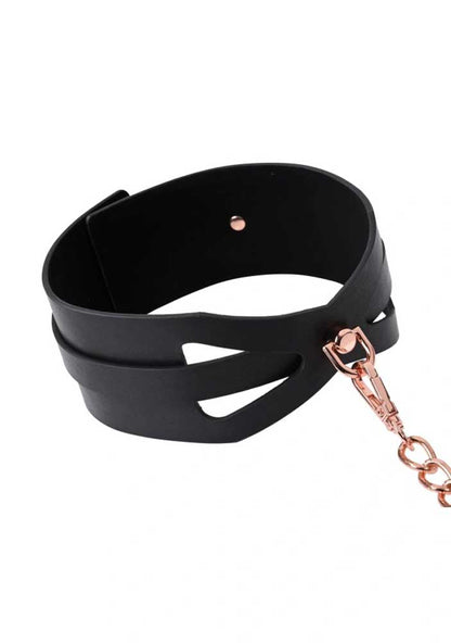 Brat Collar and Leash - Black / Rose Gold SS09841