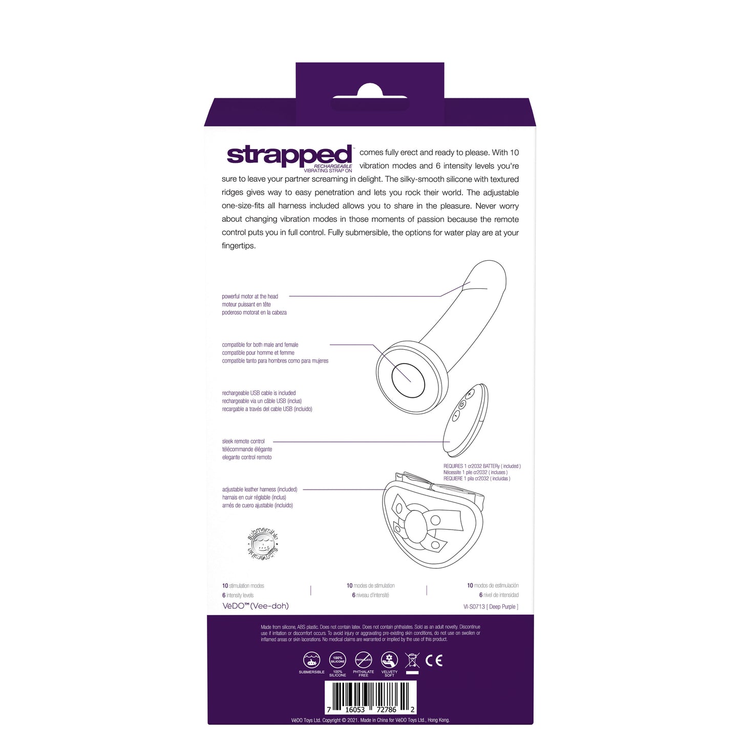 Strapped Rechargeable Strap on - Purple VI-S0713