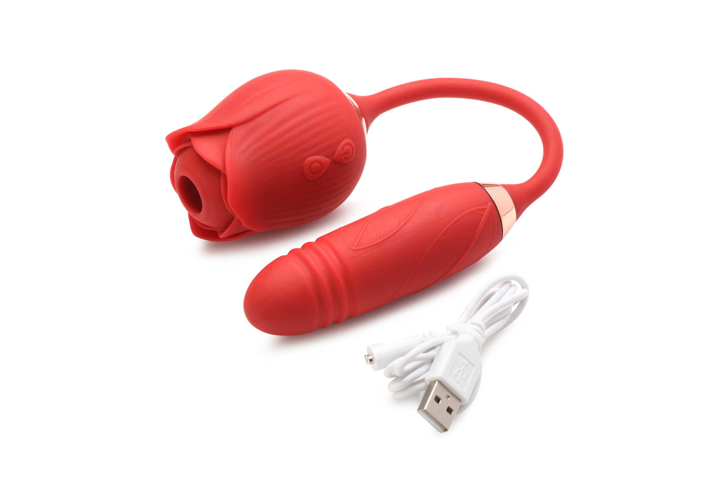 Bloomgasm Romping Rose Suction and Thrusting  Vibrator - Red INM-AH147