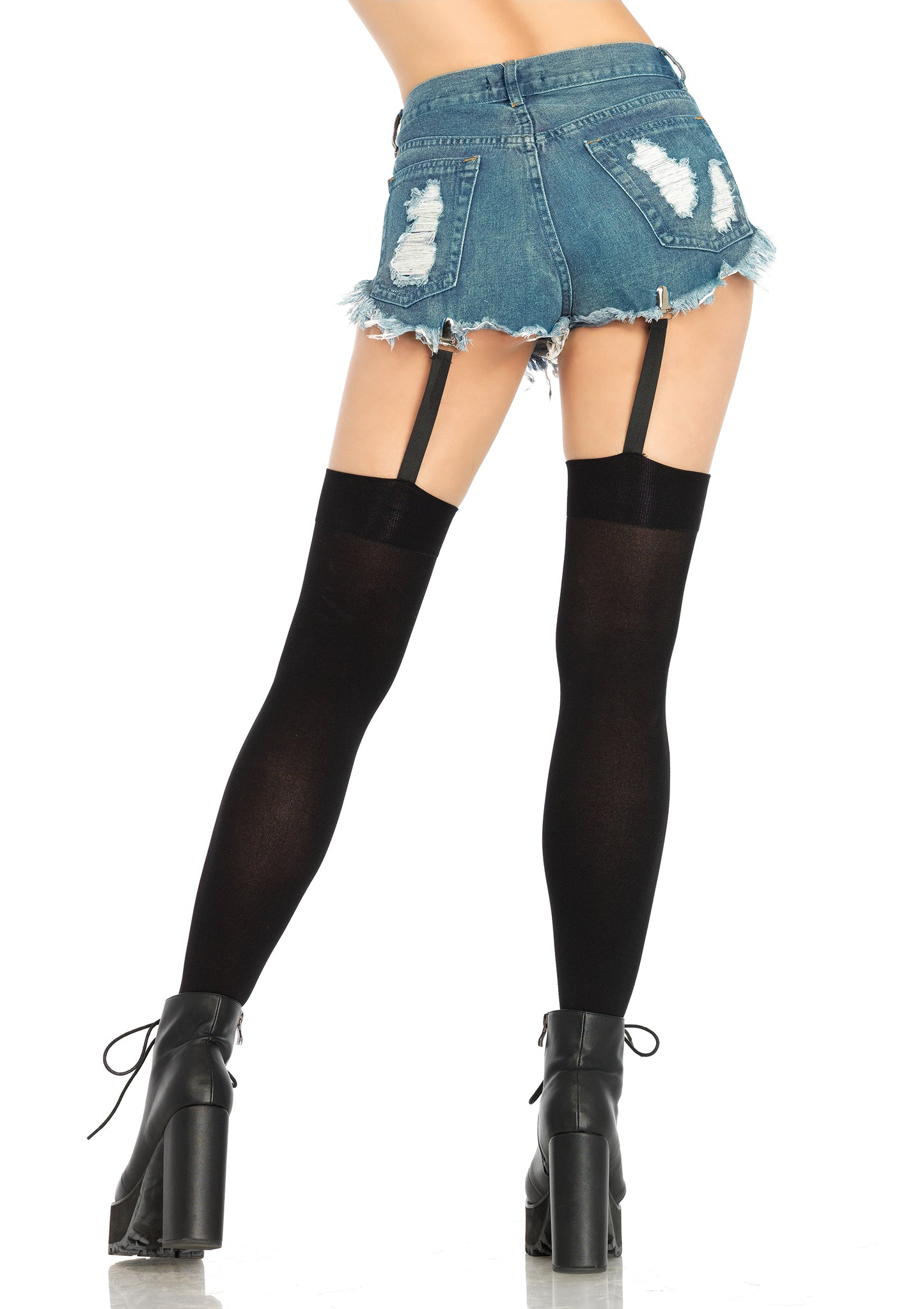 Attached Clip Garter Thigh Highs - One Size LA-6338