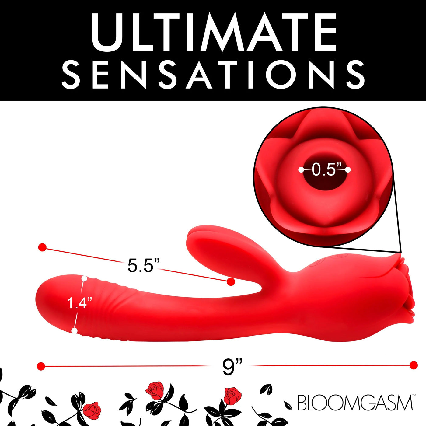 Blooming Bunny Sucking and Thrusting Silicone  Rabbit Vibrator - Red INM-AH311