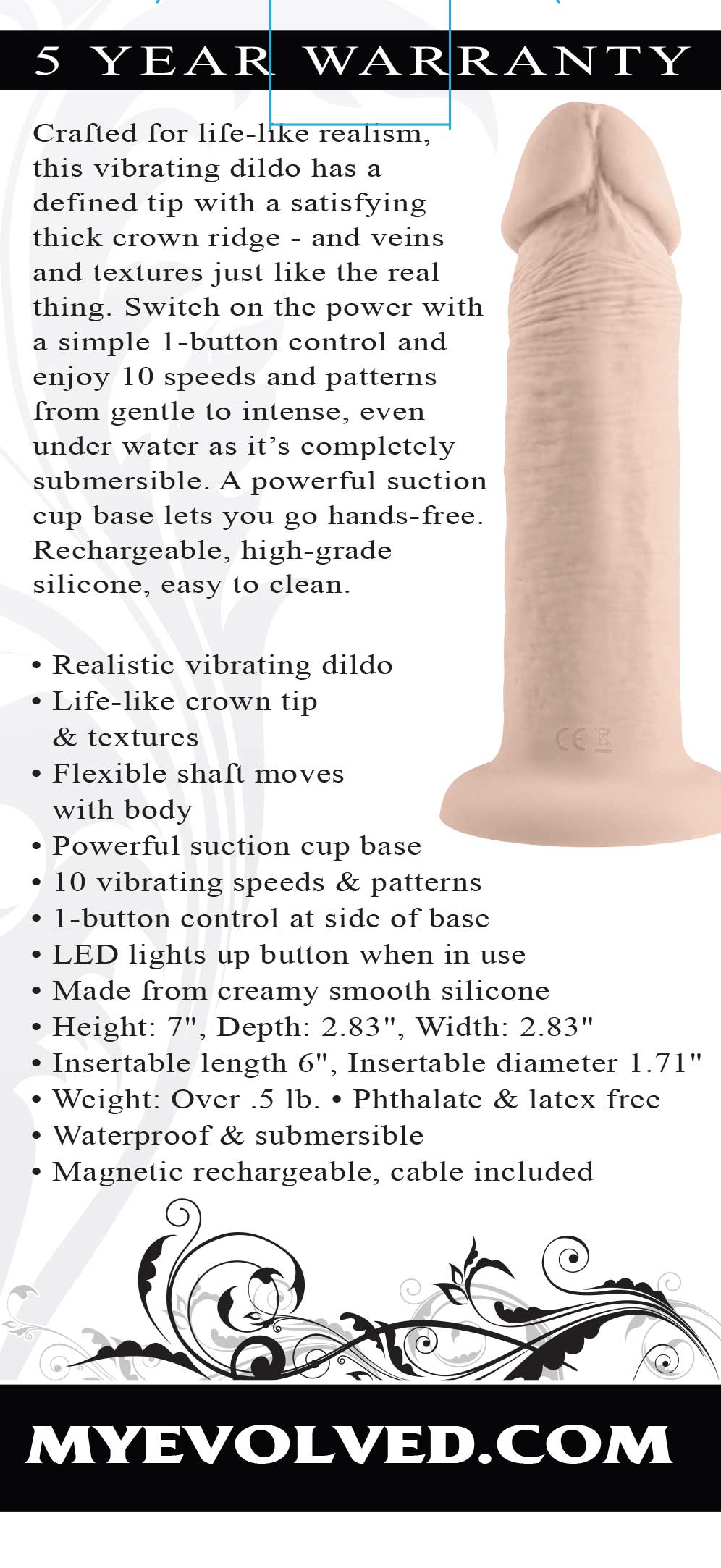 6 Inch Girthy Vibrating Dong - Light EN-RD-2758-2