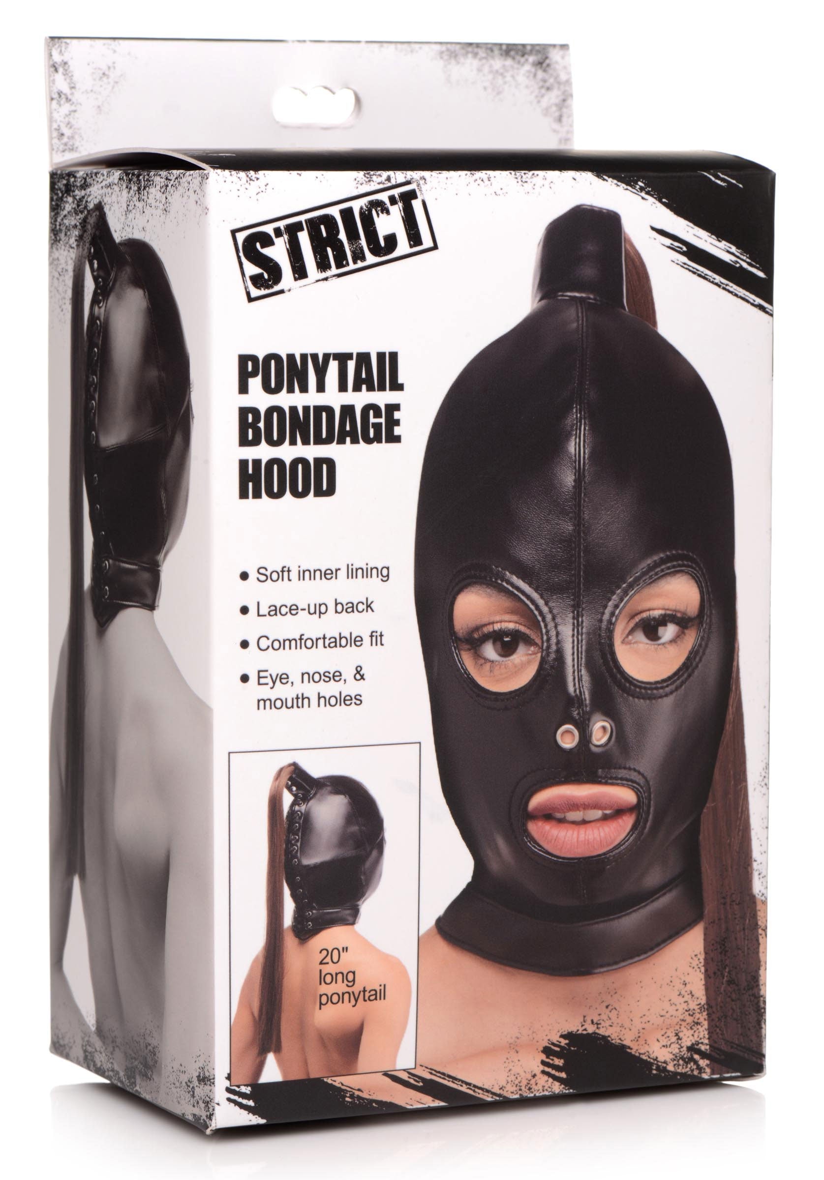 Ponytail Bondage Hood - Black STR-AG774