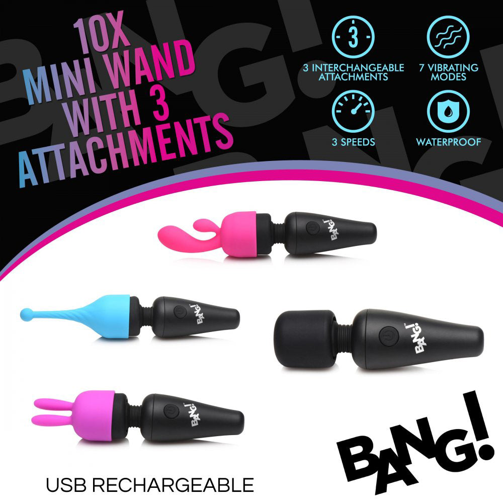 Bang - 10x Mini Wand With 3 Attachments BNG-AH061