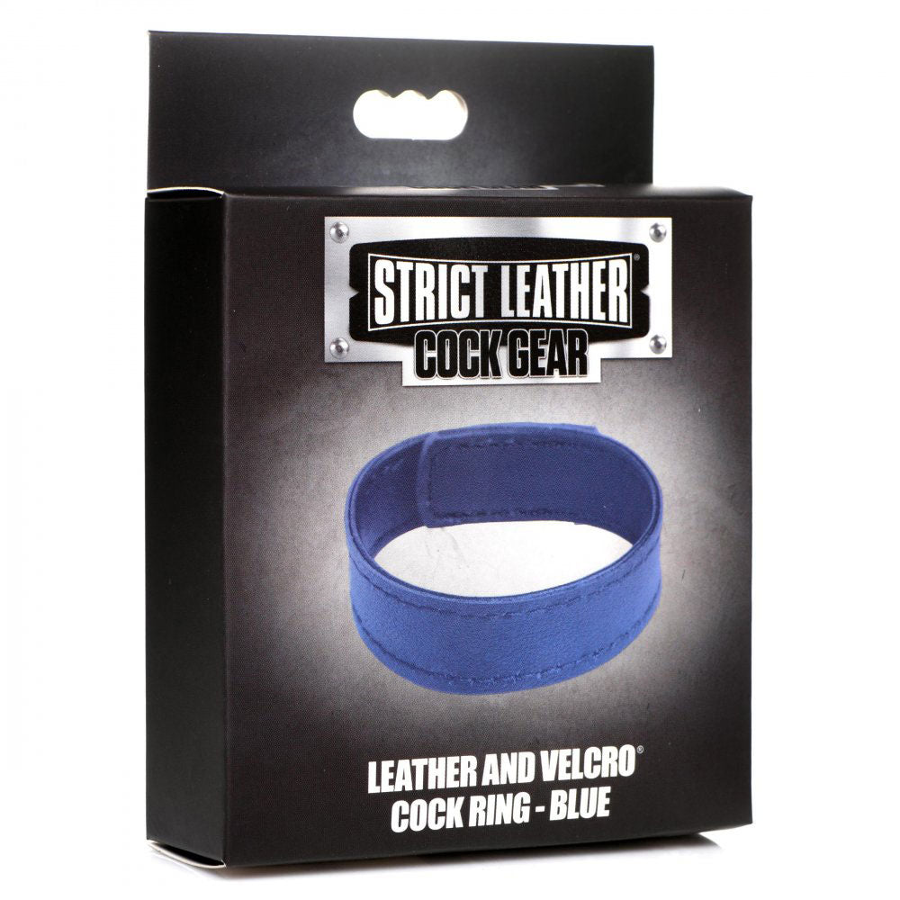 Leather and Velcro Cock Ring - Blue STR-AG997-BLU