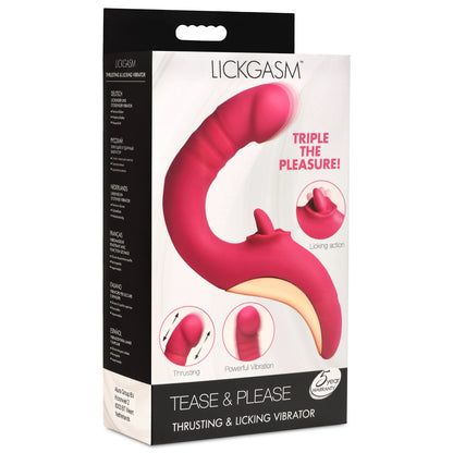 Tease and Please Thrusting and Licking Vibrator -  Fuchsia INM-AH437