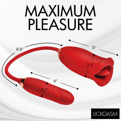 Magic Kiss Kissing Clitoral Stimulator With  Thrusting Vibrator - Red INM-AH421