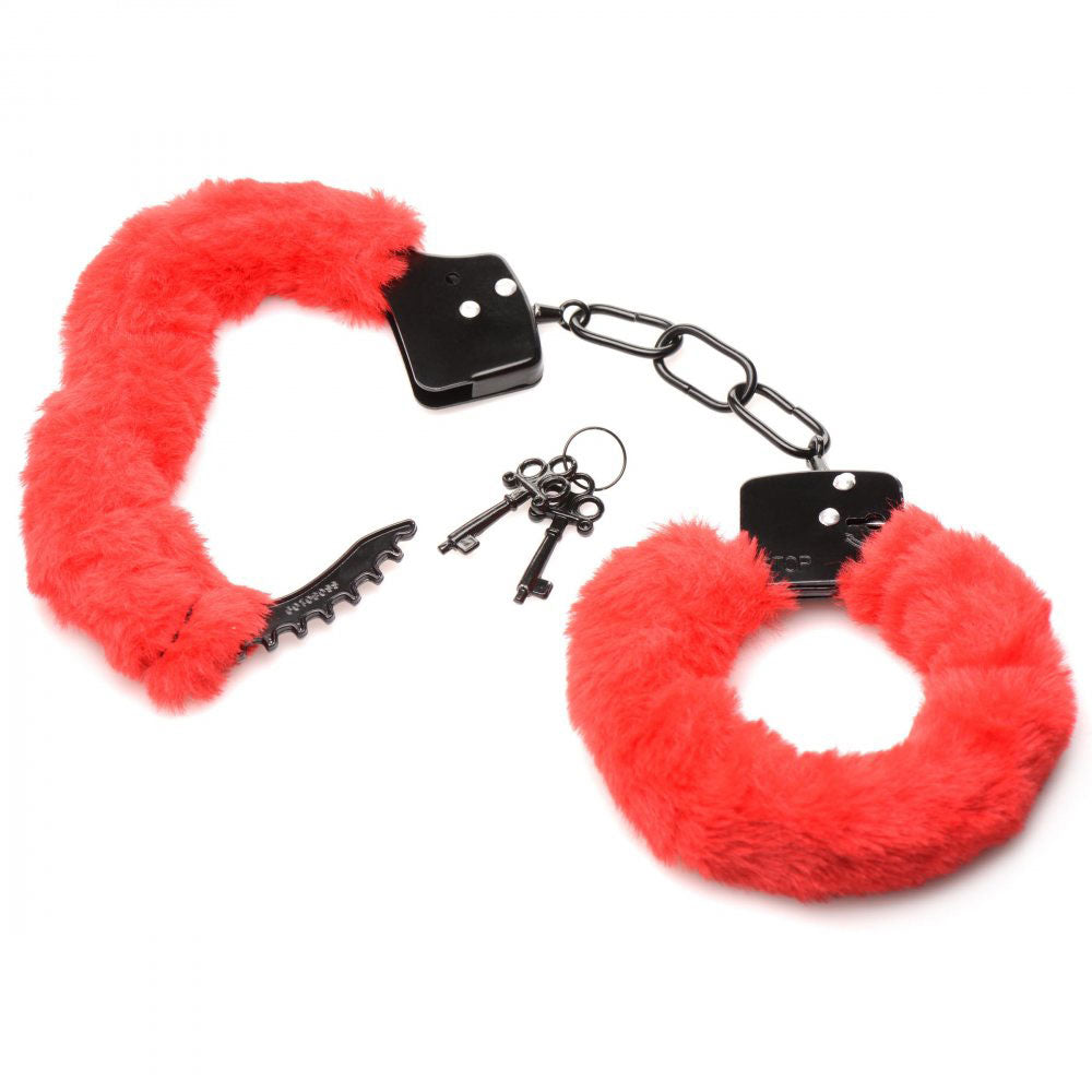 Cuffed in Fur Furry Handcuffs - Red MS-AG937-RED