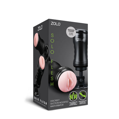 Zolo Solo Flesh Discreet Suction Mounted Masturbator - Black X-ZO6017