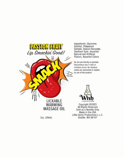 Smack Warming and Lickable Massage Oil - Passion  Fruit 2 Oz LG-BT407