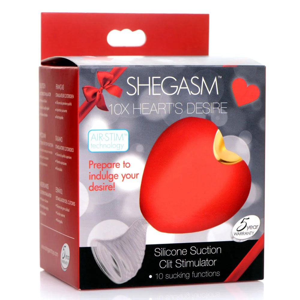 Shegasm 10x Heart Desire Silicone Suction Clit  Stimulator - Red INM-AG945