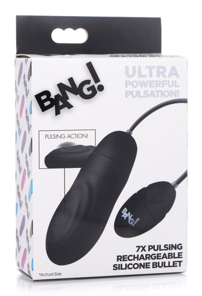 7x Pulsing Rechargeable Silicone Bullet- Black BNG-AG521-BLK