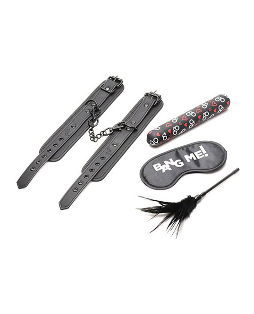 Bang - Bondage Kit - XL Bullet, Cuffs, Tickler and Blindfold - Black BNG-AH047