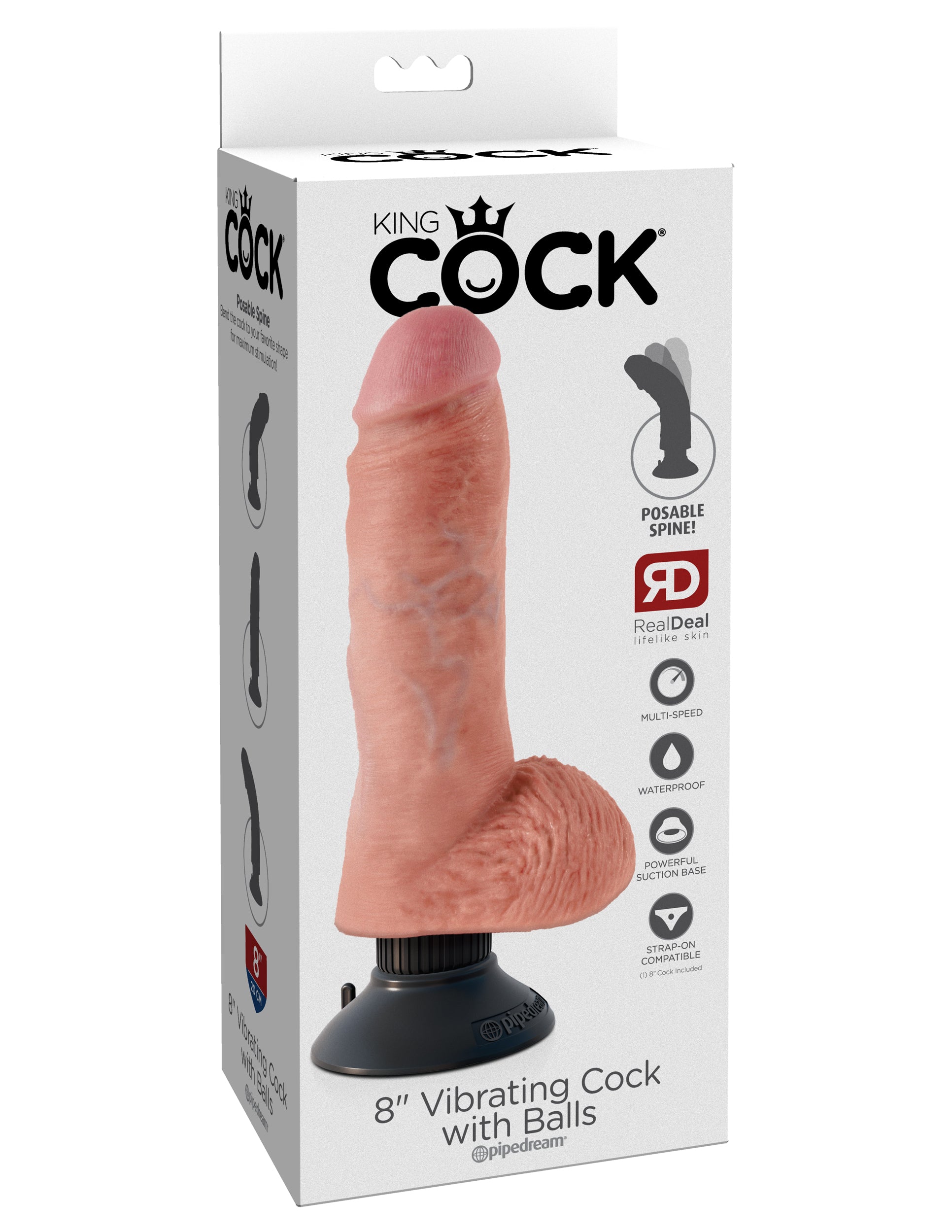 King Cock 8-Inch Vibrating Cock With Balls - Flesh PD5407-21