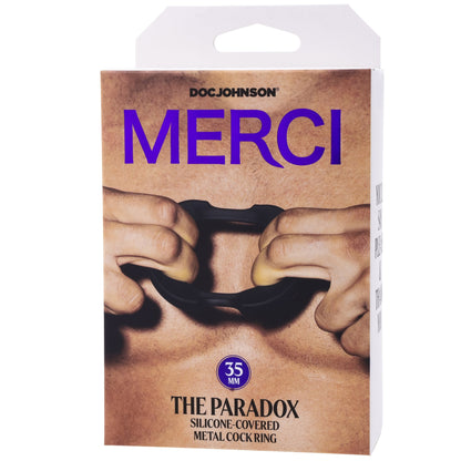 Merci - the Paradox - Silicone Covered Metal Cock Ring - 35mm - Black DJ2402-38-BX