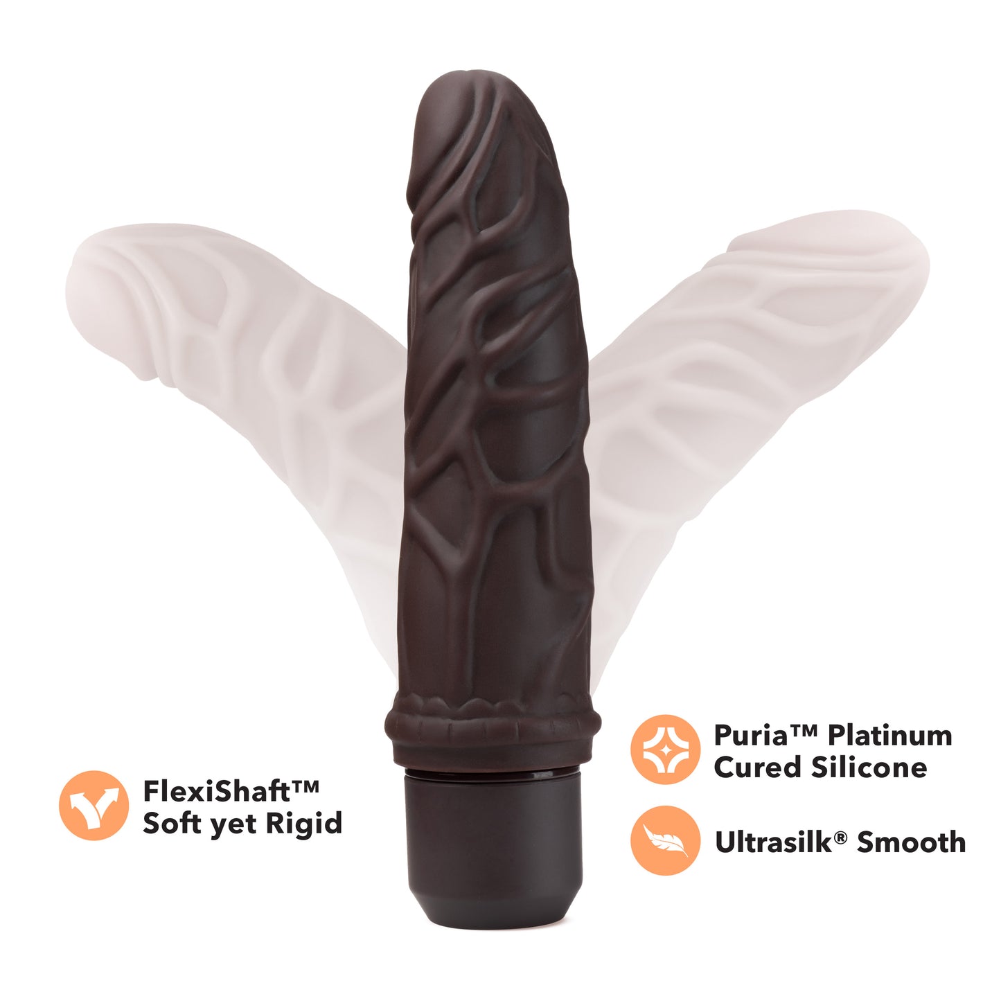 Dr. Skin Silicone - Dr. Robert - 7 Inch Vibrating  Dildo - Brown BL-12096