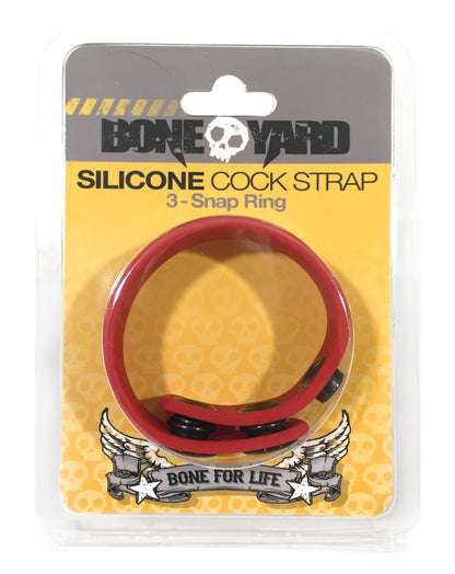 Boneyard Silicone Cock Strap 3 - Snap Ring - Red BY-0302