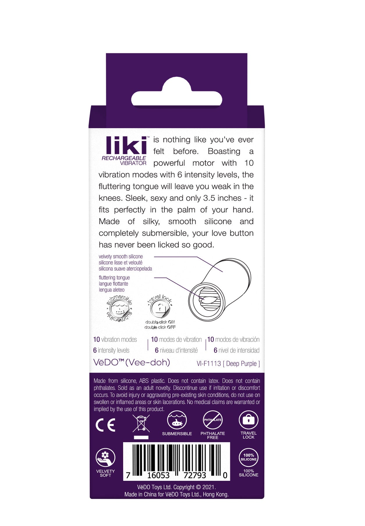 Liki Rechargeable Flicker Vibe - Deep Purple VI-F1113