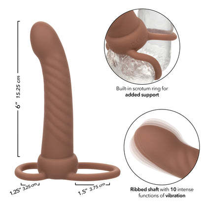 Performance Maxx Rechargeable Ribbed Dual  Penetrator - Brown SE1634113