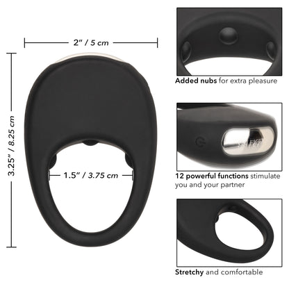 Silicone Rechargeable Pleasure Ring - Black - Black SE1841073