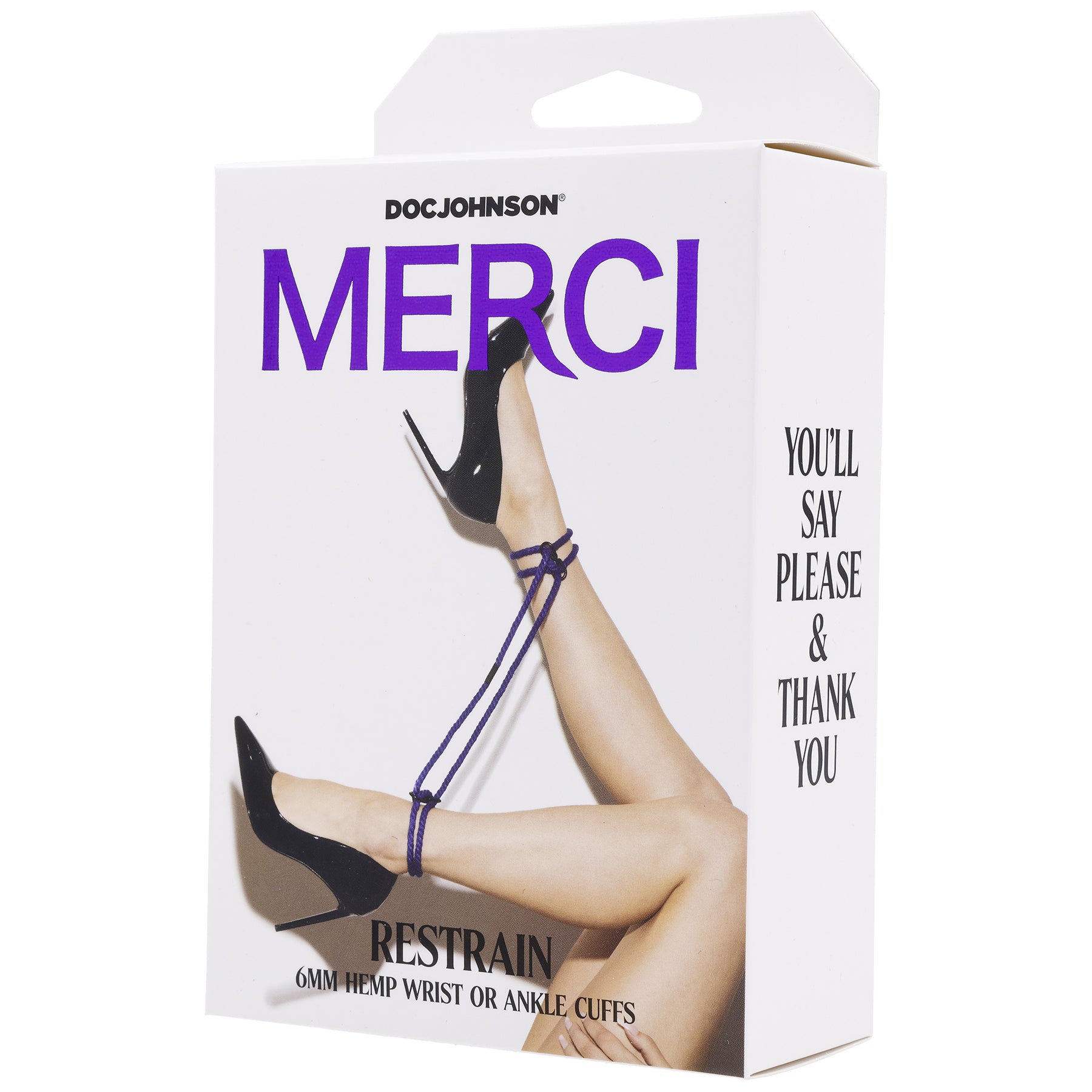 Merci - Restrain - 6mm Hemp Wrist or Ankle Cuffs - Violet DJ2404-63-BX