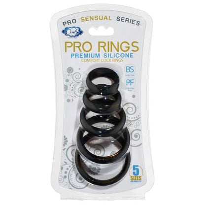 Cloud 9 Comfort Cock Rings With Flat Back 5 Pack - Black WTC961