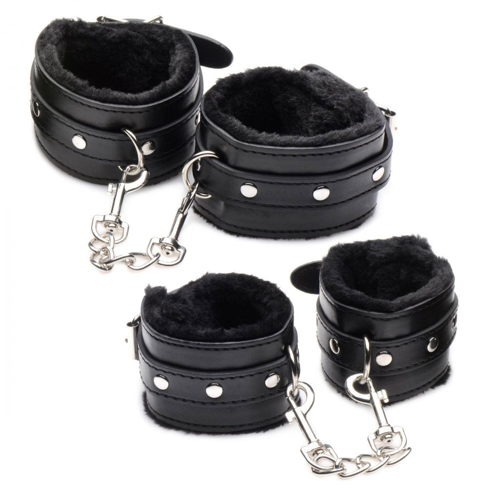 Hook Up 10 Piece Plush Bondage Set - Black MS-AG989-BLK