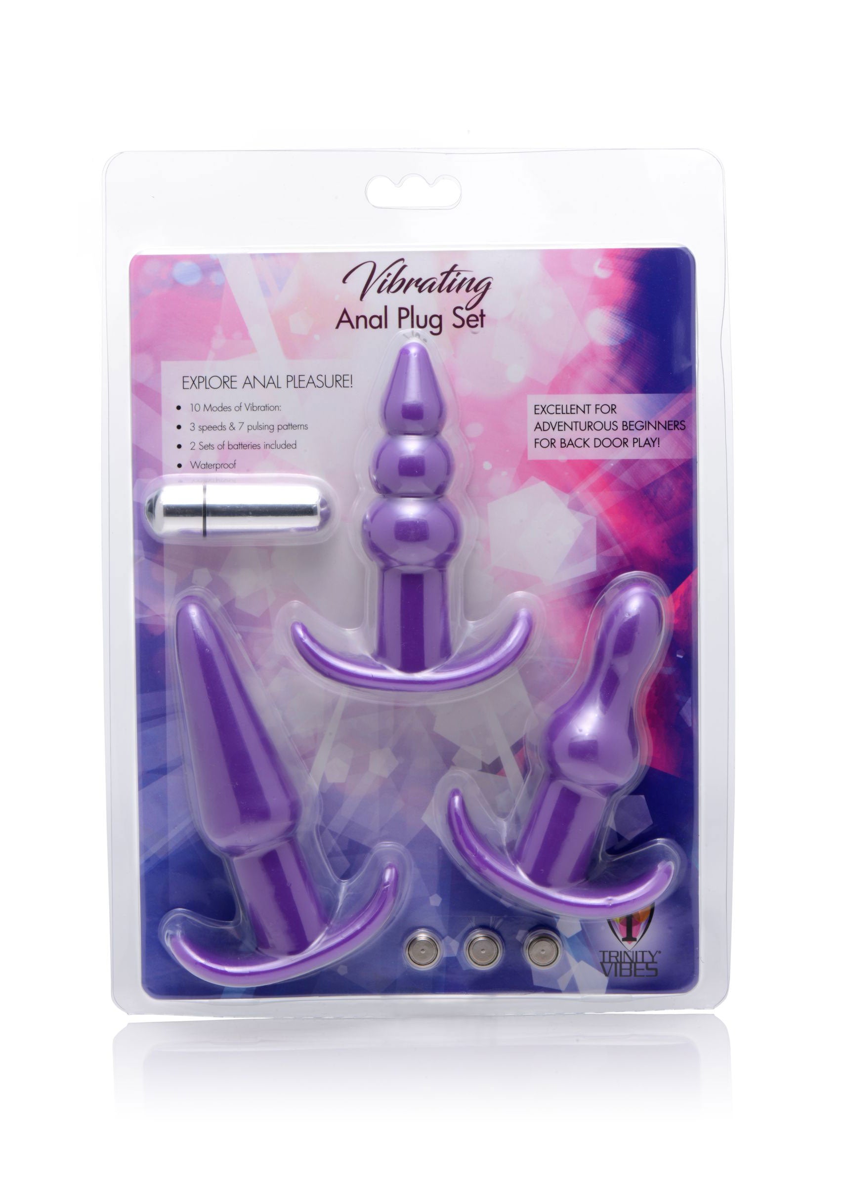 4 Pc Vibrating Anal Plug Set - Purple TV-AF832PUR