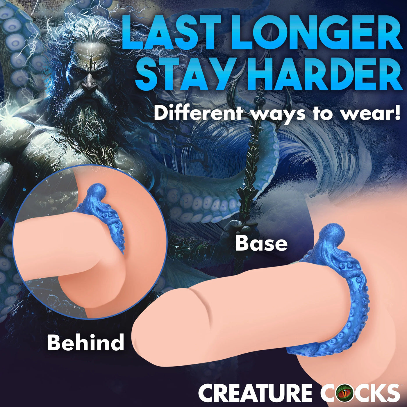 Poseidon's Octo-Ring Silicone Cock Ring - Blue CC-AH295