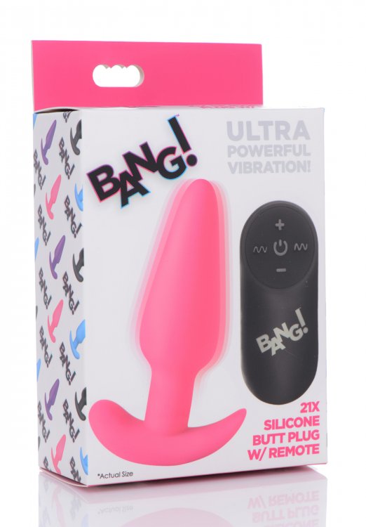 21x Silicone Butt Plug With Remote - Pink BNG-AG563-PNK