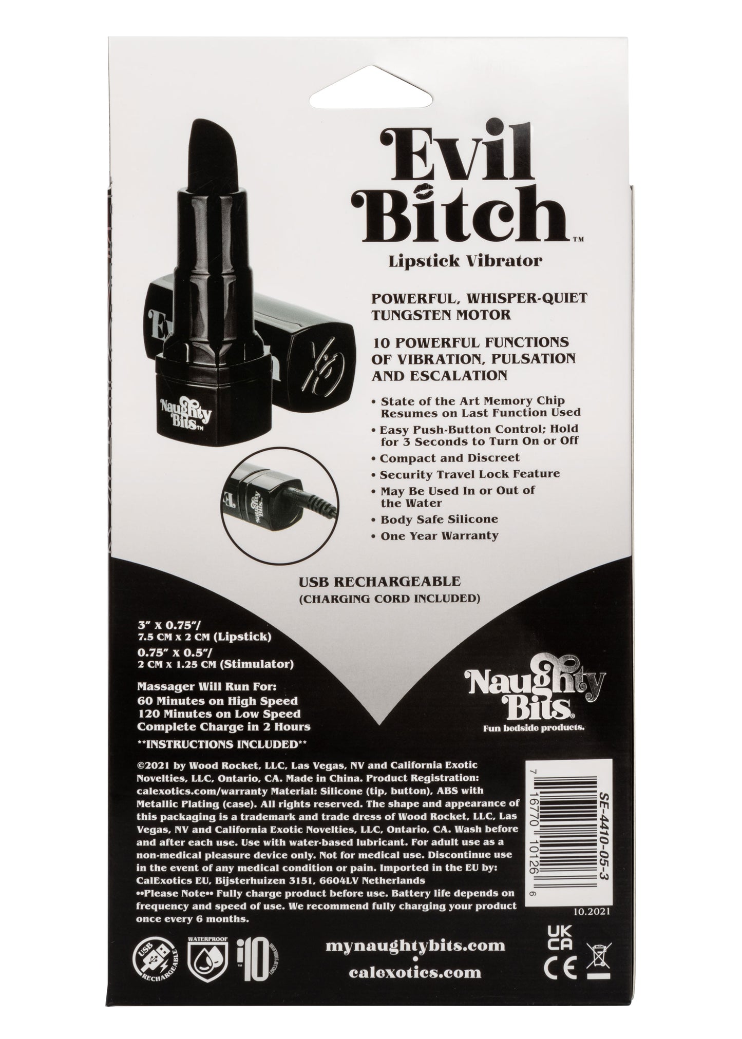 Naughty Bits Evil Bitch Lipstick Vibrator - Black SE4410053