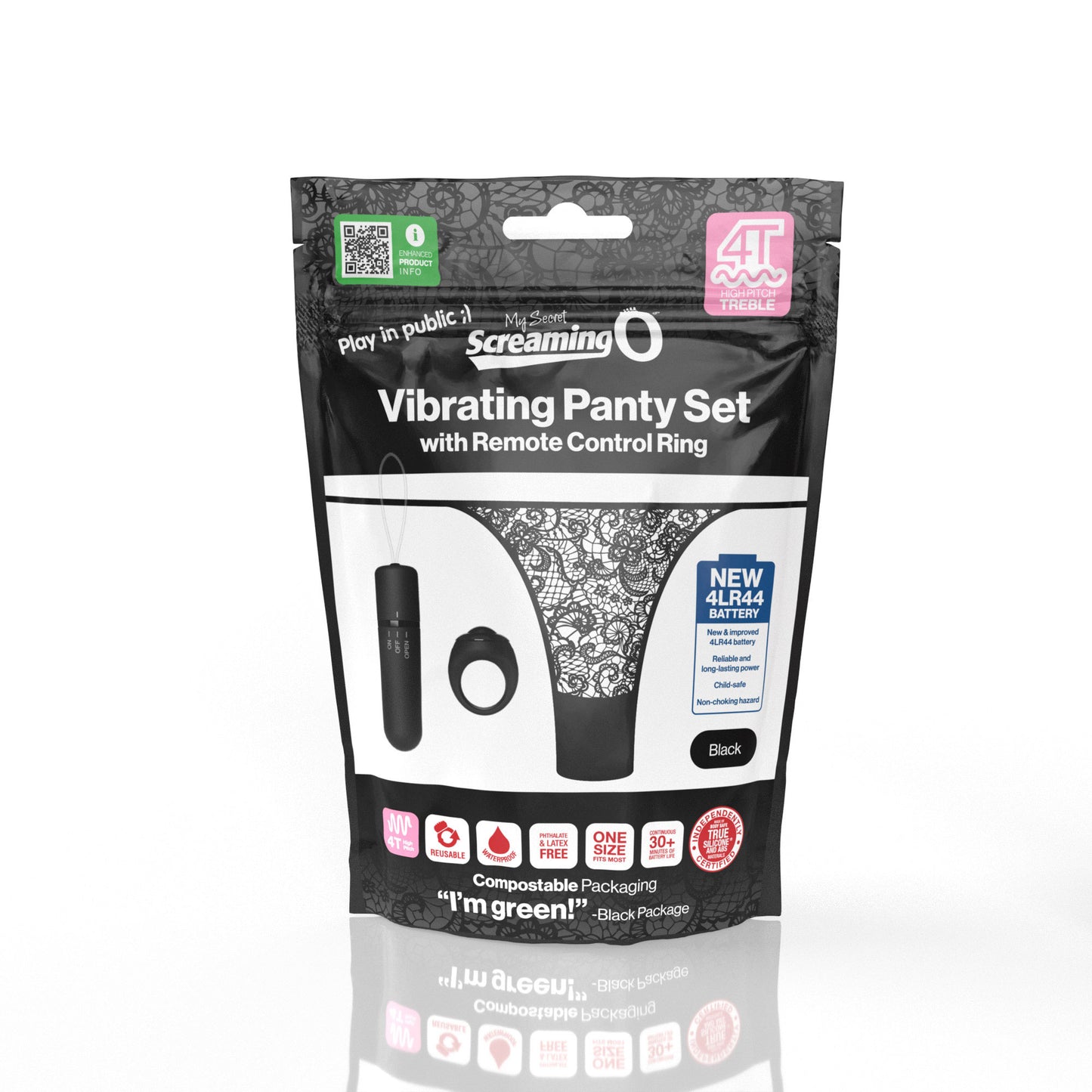 Screaming O 4t - Vibrating Panty Set With Remote  Control Ring - Black SO-4TPNT-BL