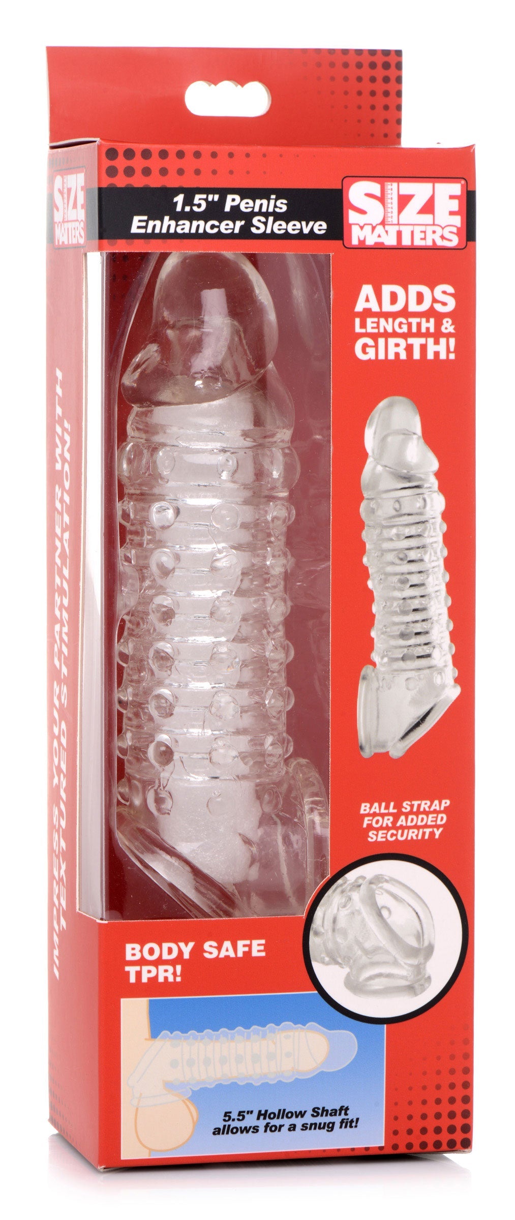 1.5 Inch Penis Enhancer Sleeve - Clear SM-AG576CLEAR