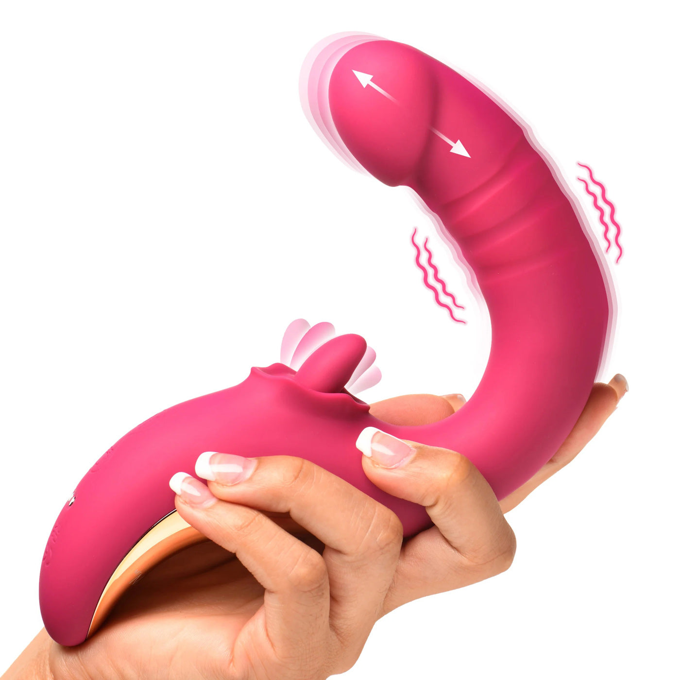 Tease and Please Thrusting and Licking Vibrator -  Fuchsia INM-AH437