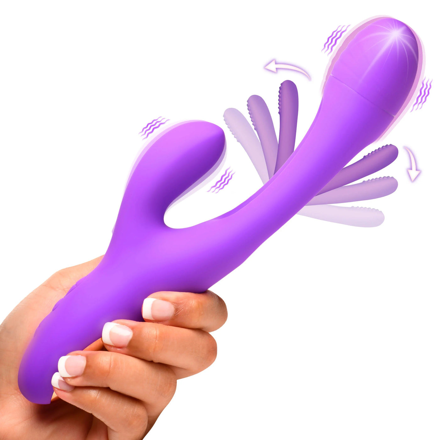 Tri-Flick Flicking Silicone Rabbit Vibrator -  Purple INM-AH411