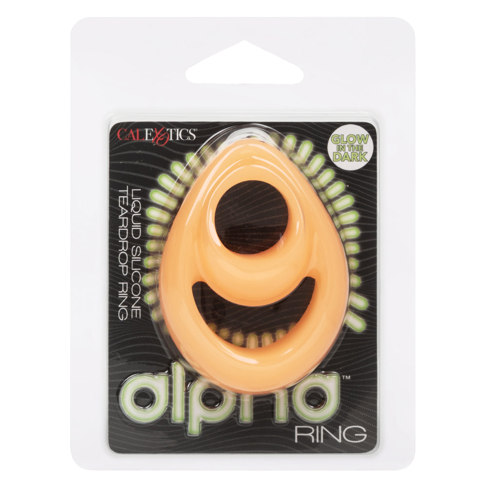 Alpha Glow-in-the-Dark Liquid Silicone Teardrop  Ring - Orange SE1492302